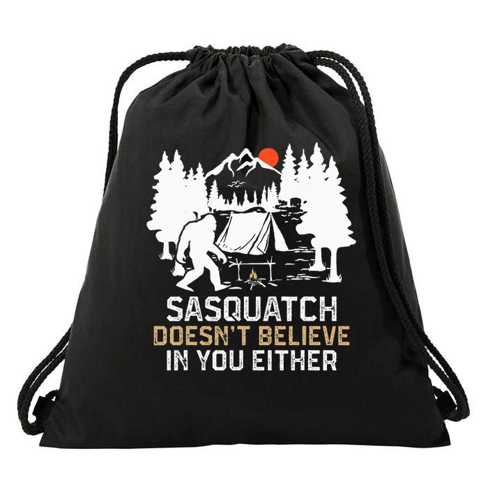 Sasquatch Doesn't Believe In You Sasquatch Camping Drawstring Bag