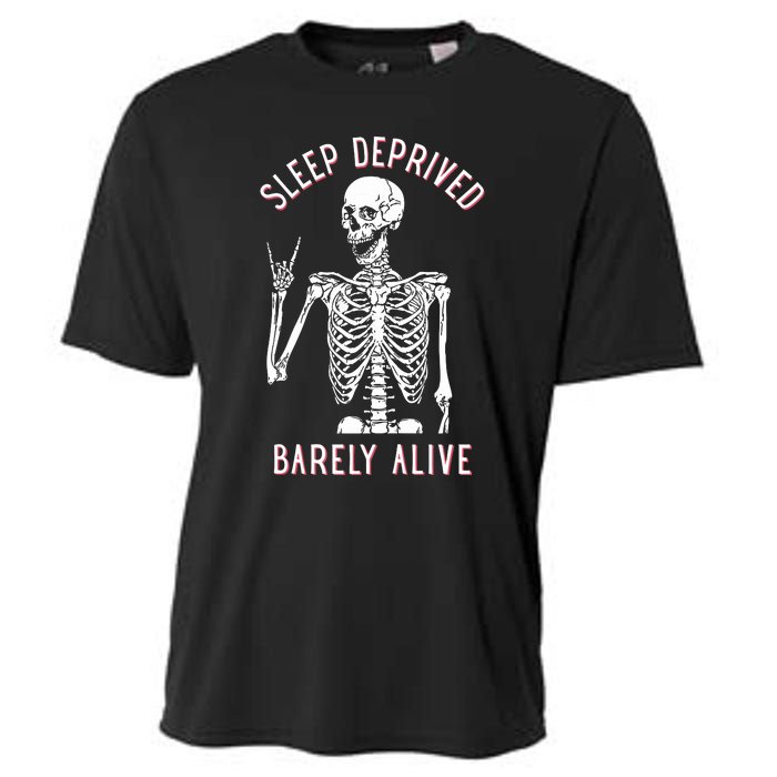 Sleep Deprived Barely Alive Skull Cooling Performance Crew T-Shirt