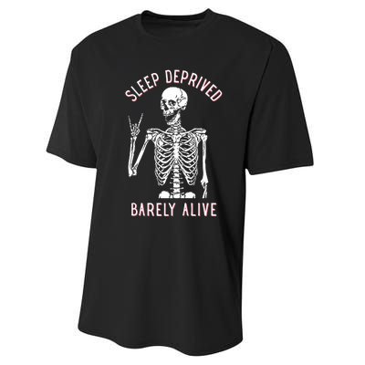 Sleep Deprived Barely Alive Skull Performance Sprint T-Shirt