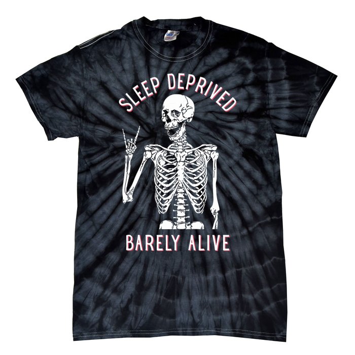 Sleep Deprived Barely Alive Skull Tie-Dye T-Shirt