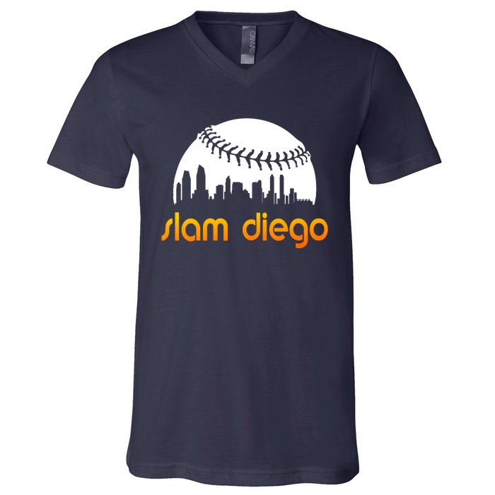 Slam Diego Baseball Fan V-Neck T-Shirt