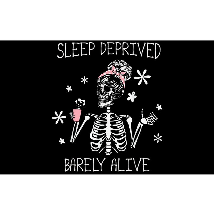 Sleep Deprived Barely Alive Skeleton Halloween Bumper Sticker