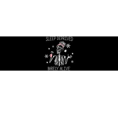 Sleep Deprived Barely Alive Skeleton Halloween Bumper Sticker