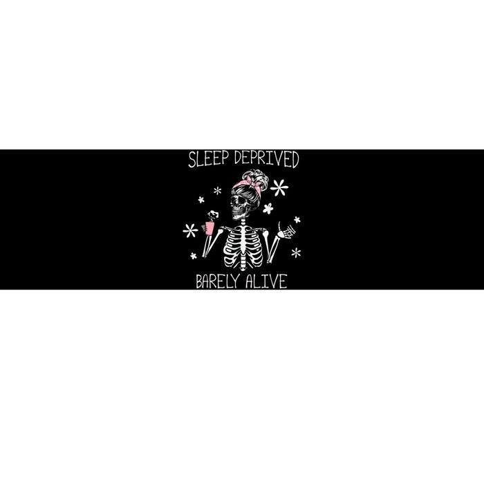 Sleep Deprived Barely Alive Skeleton Halloween Bumper Sticker