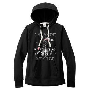 Sleep Deprived Barely Alive Skeleton Halloween Women's Fleece Hoodie