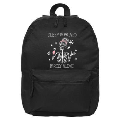 Sleep Deprived Barely Alive Skeleton Halloween 16 in Basic Backpack