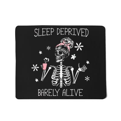 Sleep Deprived Barely Alive Skeleton Halloween Mousepad