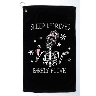 Sleep Deprived Barely Alive Skeleton Halloween Platinum Collection Golf Towel