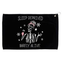 Sleep Deprived Barely Alive Skeleton Halloween Grommeted Golf Towel