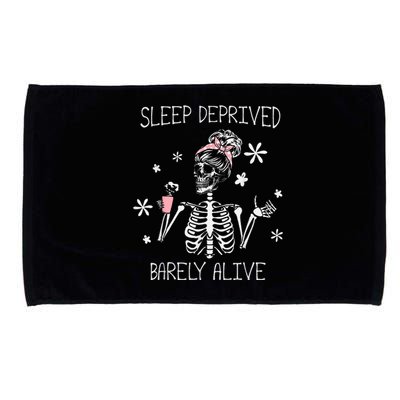 Sleep Deprived Barely Alive Skeleton Halloween Microfiber Hand Towel