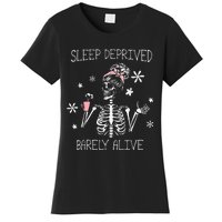 Sleep Deprived Barely Alive Skeleton Halloween Women's T-Shirt