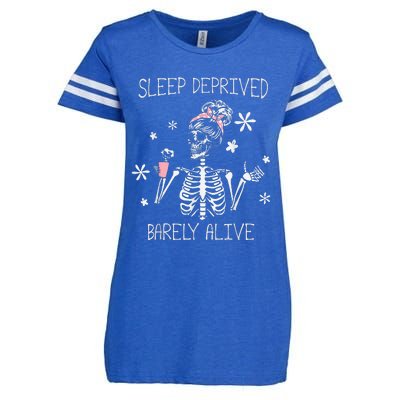 Sleep Deprived Barely Alive Skeleton Halloween Enza Ladies Jersey Football T-Shirt