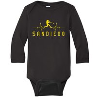 San Diego Baseball Heartbeat Sd Baby Long Sleeve Bodysuit