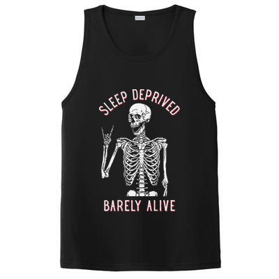 Sleep Deprived Barely Alive Funny Skeleton Halloween (Back) PosiCharge Competitor Tank