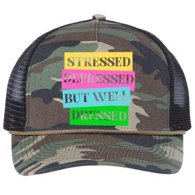 Stressed Depressed But Well Dressed Mental Health Retro Rope Trucker Hat Cap