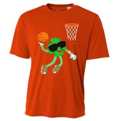 Shamrock Dabbing Basketball St Patricks Day Gift Cooling Performance Crew T-Shirt