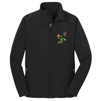 Shamrock Dabbing Basketball St Patricks Day Gift Core Soft Shell Jacket