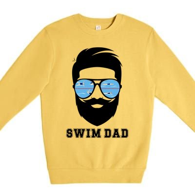 Swim Dad Beard Swimming Dad Of A Swimmer Father Gift Premium Crewneck Sweatshirt