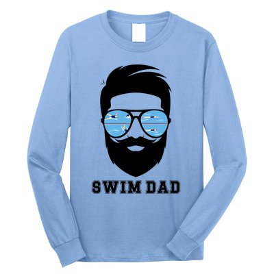 Swim Dad Beard Swimming Dad Of A Swimmer Father Gift Long Sleeve Shirt