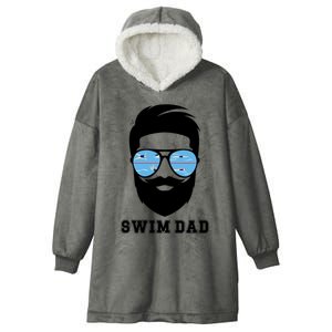 Swim Dad Beard Swimming Dad Of A Swimmer Father Gift Hooded Wearable Blanket