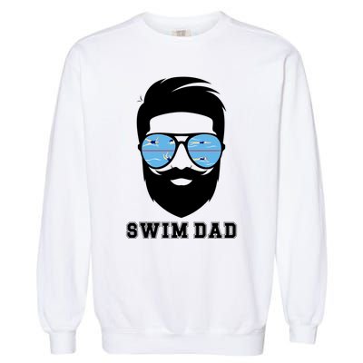 Swim Dad Beard Swimming Dad Of A Swimmer Father Gift Garment-Dyed Sweatshirt