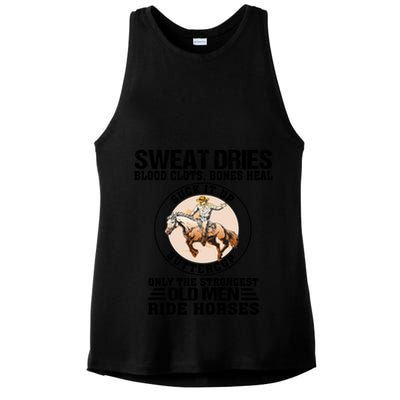 Sweat Dries Blood Clots Bones Heal Western Cow Horse Gift Ladies PosiCharge Tri-Blend Wicking Tank