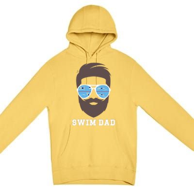 Swim Dad Beard Swimming Dad Of A Swimmer Father Cute Gift Premium Pullover Hoodie