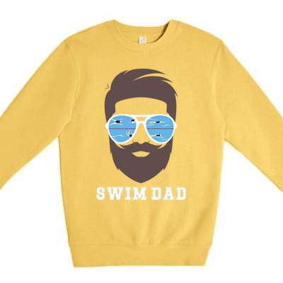 Swim Dad Beard Swimming Dad Of A Swimmer Father Cute Gift Premium Crewneck Sweatshirt