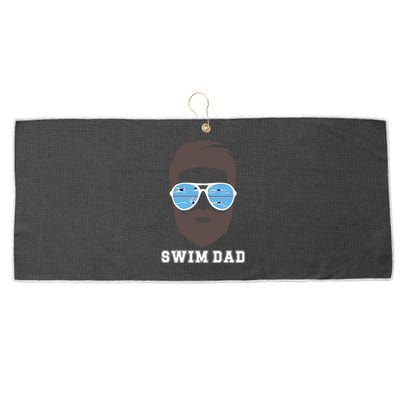 Swim Dad Beard Swimming Dad Of A Swimmer Father Cute Gift Large Microfiber Waffle Golf Towel