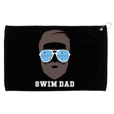 Swim Dad Beard Swimming Dad Of A Swimmer Father Cute Gift Grommeted Golf Towel