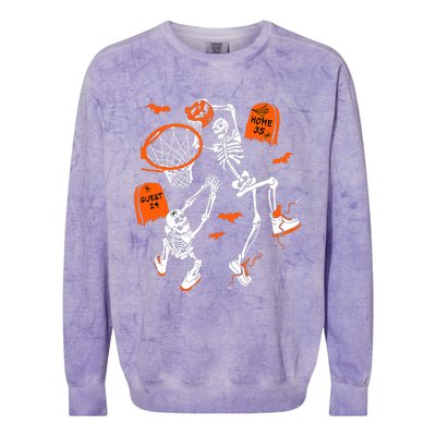 Skeleton Dunking Basketball Halloween Costume Colorblast Crewneck Sweatshirt