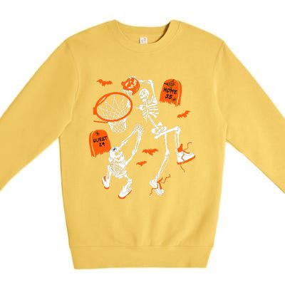 Skeleton Dunking Basketball Halloween Costume Premium Crewneck Sweatshirt