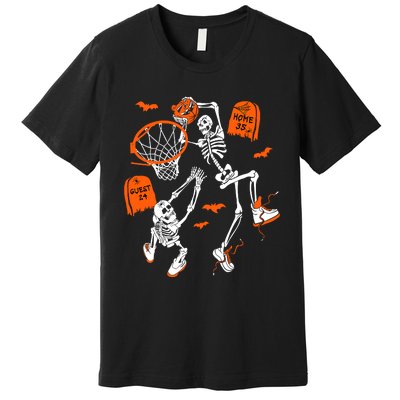 Skeleton Dunking Basketball Halloween Costume Premium T-Shirt