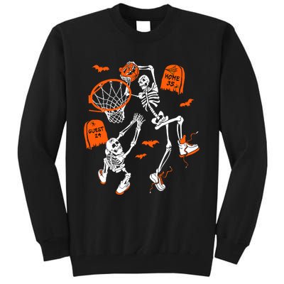 Skeleton Dunking Basketball Halloween Costume Tall Sweatshirt