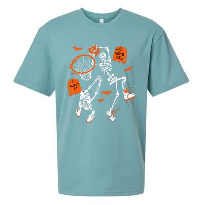 Skeleton Dunking Basketball Halloween Costume Sueded Cloud Jersey T-Shirt