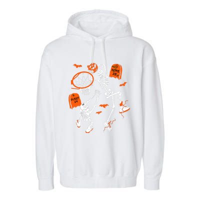 Skeleton Dunking Basketball Halloween Costume Garment-Dyed Fleece Hoodie