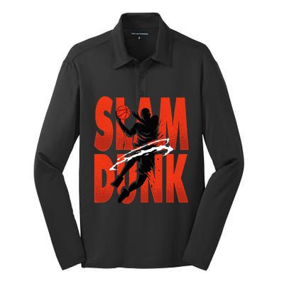 Slam Dunk Basketball Player Hoops Coach Silk Touch Performance Long Sleeve Polo