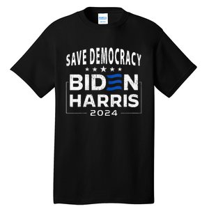 Save Democracy Biden Harris America Vote Blue 2024 Election Tall T-Shirt