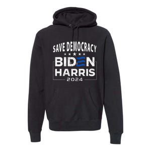 Save Democracy Biden Harris America Vote Blue 2024 Election Premium Hoodie