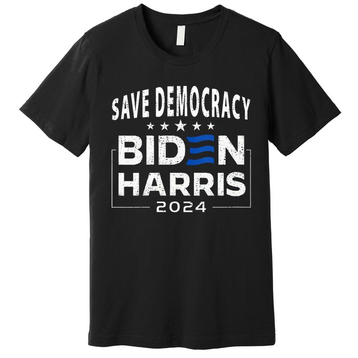 Save Democracy Biden Harris America Vote Blue 2024 Election Premium T-Shirt