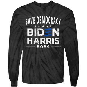 Save Democracy Biden Harris America Vote Blue 2024 Election Tie-Dye Long Sleeve Shirt