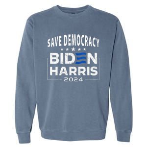 Save Democracy Biden Harris America Vote Blue 2024 Election Garment-Dyed Sweatshirt