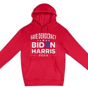 Save Democracy Biden Harris America Vote Blue 2024 Election Premium Pullover Hoodie