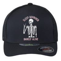 Sleep Deprived Barely Alive Funny Skeleton Halloween Funny Sarcastic G Flexfit Unipanel Trucker Cap