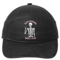 Sleep Deprived Barely Alive Funny Skeleton Halloween Funny Sarcastic G 7-Panel Snapback Hat