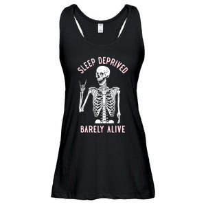 Sleep Deprived Barely Alive Funny Skeleton Halloween Funny Sarcastic G Ladies Essential Flowy Tank