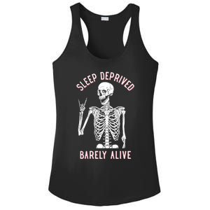 Sleep Deprived Barely Alive Funny Skeleton Halloween Funny Sarcastic G Ladies PosiCharge Competitor Racerback Tank