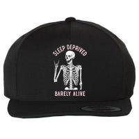 Sleep Deprived Barely Alive Funny Skeleton Halloween Funny Sarcastic G Wool Snapback Cap