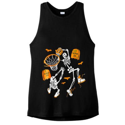 Skeleton Dunking Basketball Halloween Costume Ladies PosiCharge Tri-Blend Wicking Tank