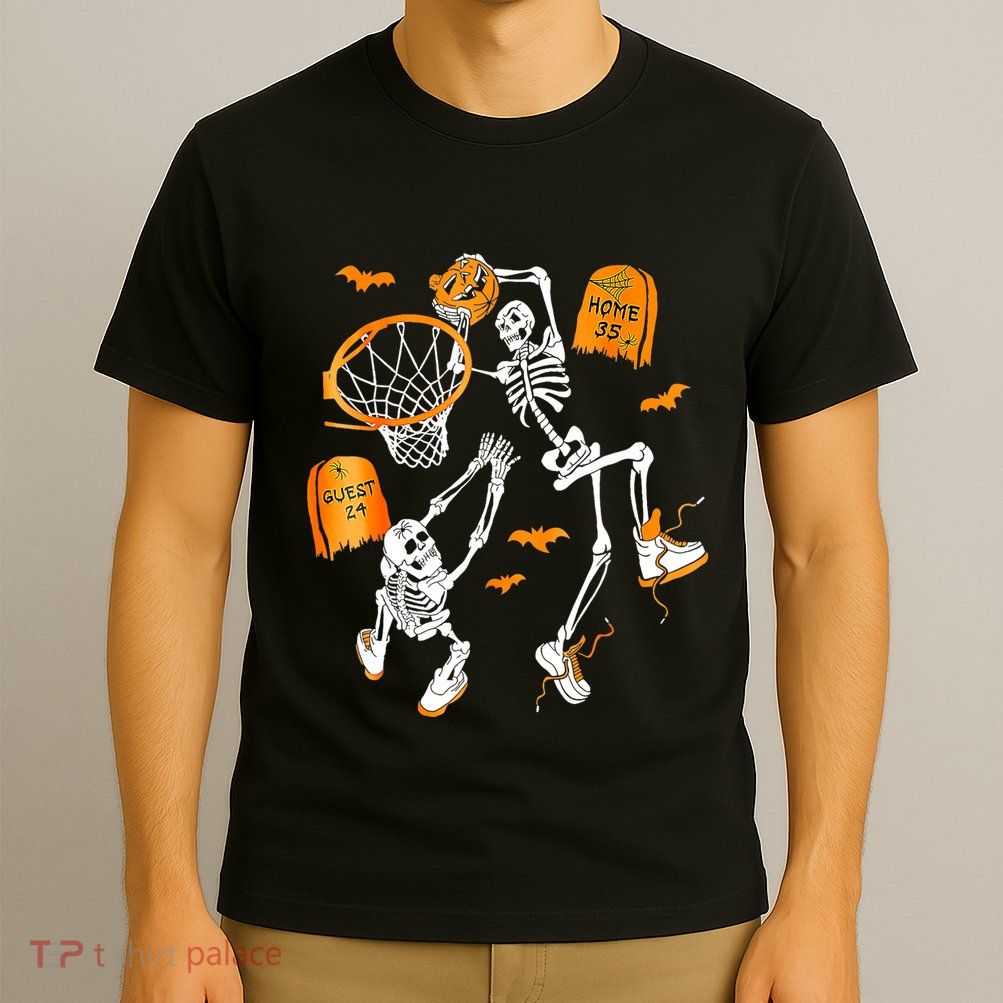 Skeleton Dunking Basketball Halloween Costume T-Shirt